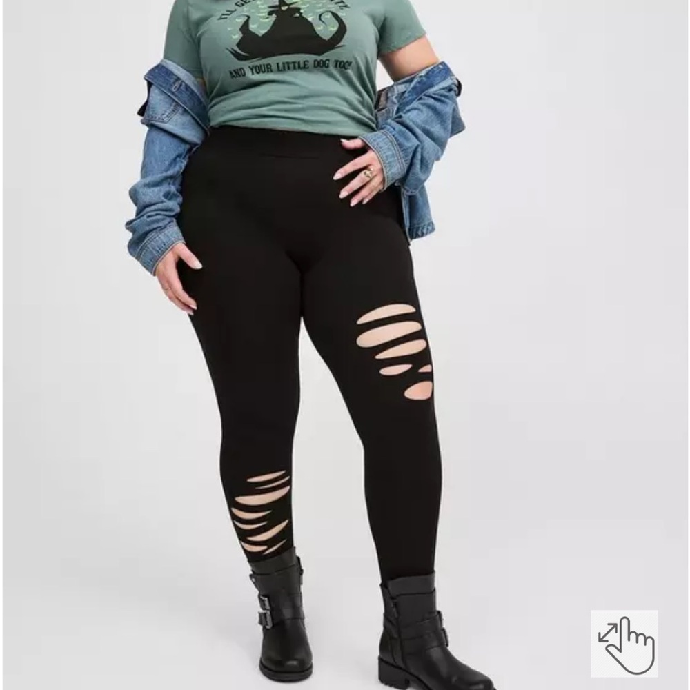 Torrid Black Destructed Leggings Size 4